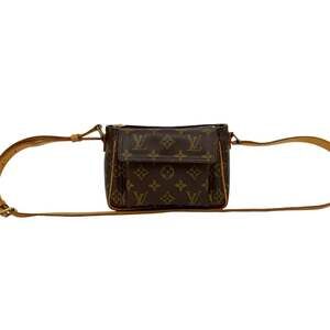 LOUIS VUITTON Authentic Brown Monogram Leather Pochette Shoulder Bag
